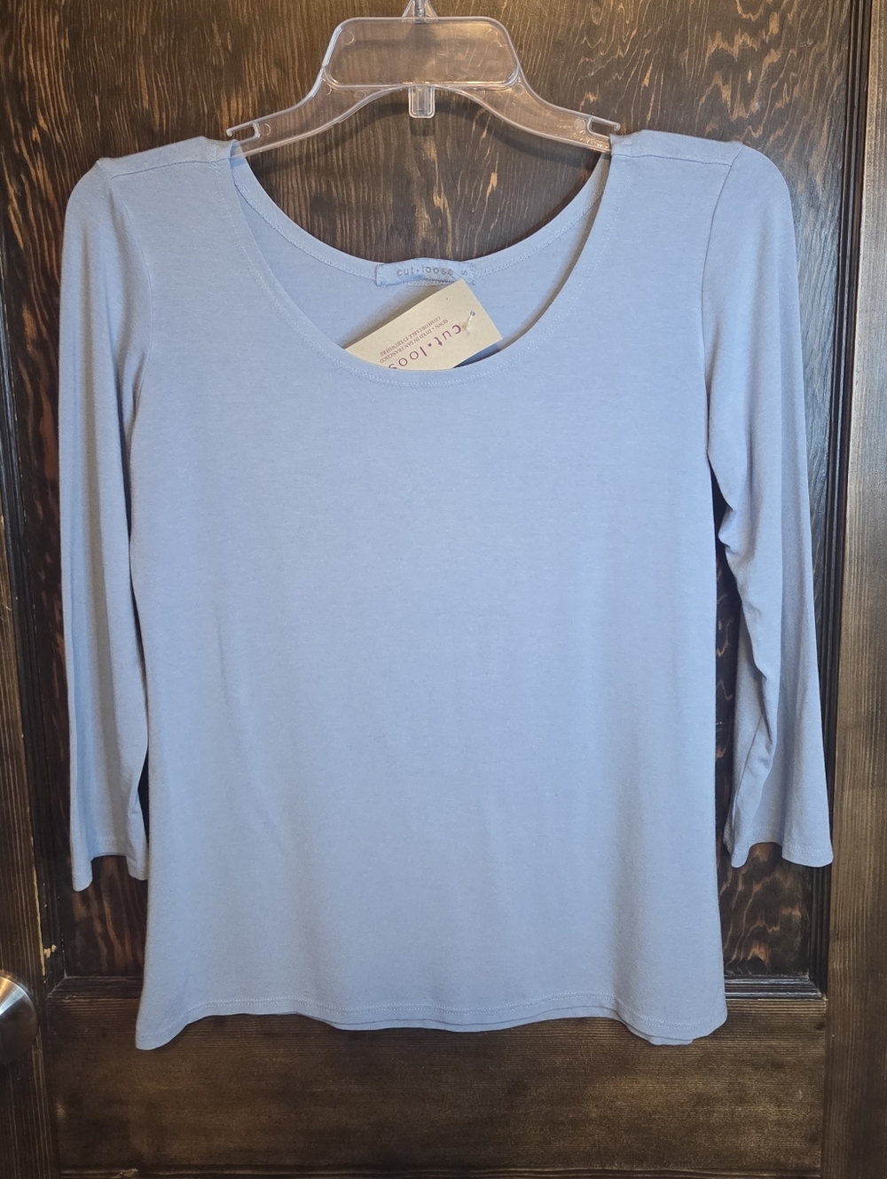 NWT Cut Loose Women's Light Blue Long Sleeve Scoop Neck Top
